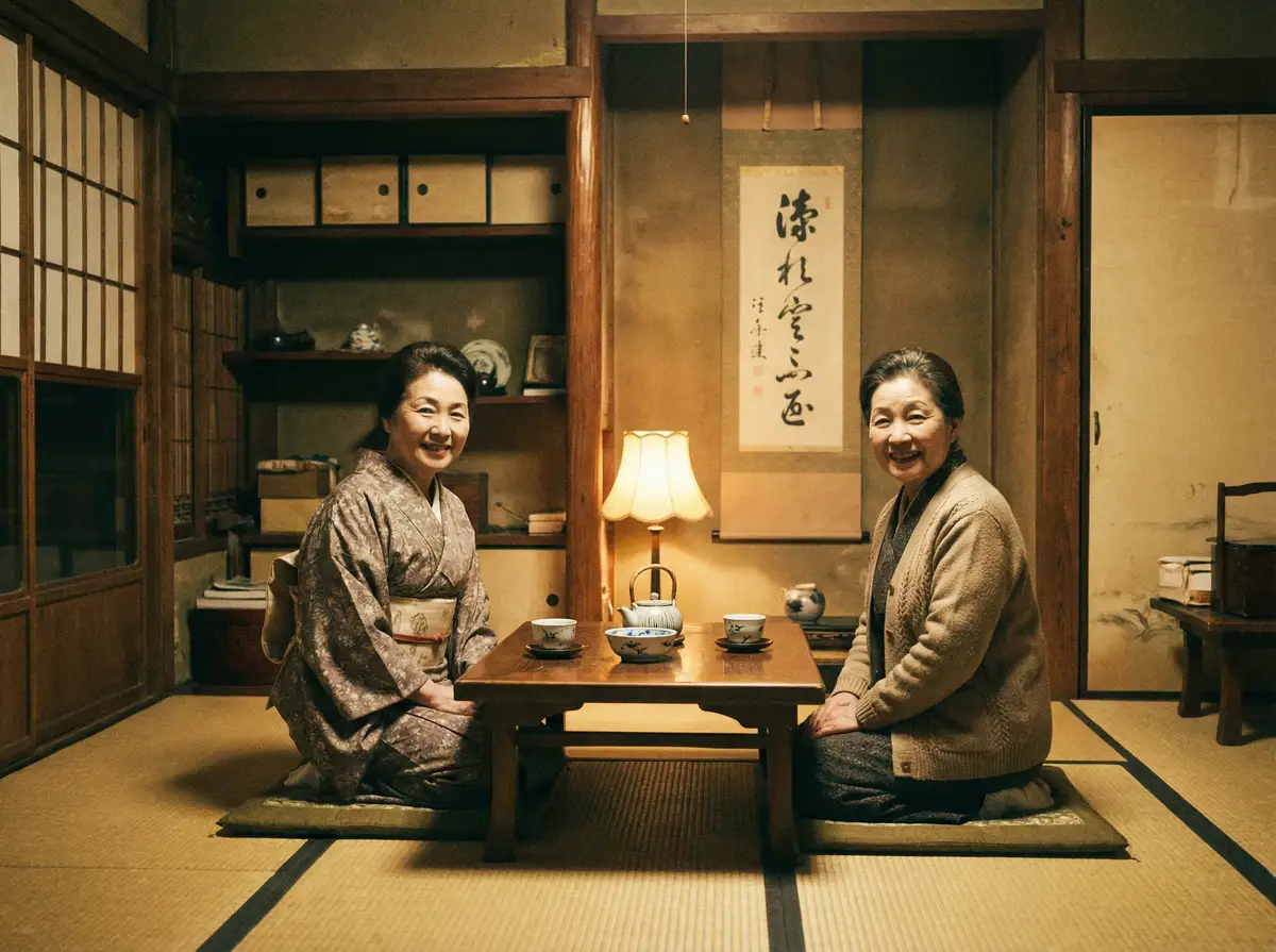 两位优雅的 色情-色情社区最新原创与精选|色情 在日式茶室中品茶交谈